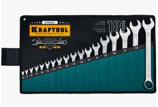 Набор ключей комбинированных в сумке KRAFTOOL, 6-32мм, 18 предметов.