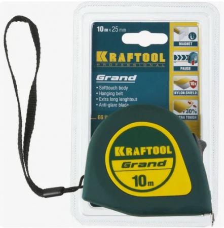Рулетка KRAFTOOL GRAND магнитная 10м х 25мм
