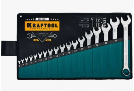 Набор ключей комбинированных в сумке KRAFTOOL, 6-32мм, 18 предметов.