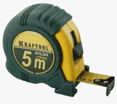 Рулетка KRAFTOOL NYLON обрезиненная  5м х 25мм