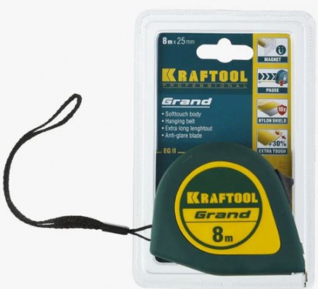 Рулетка KRAFTOOL GRAND магнитная  8м х 25мм