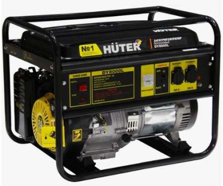 Генератор Huter DY8000L (6,5кВт, 220В, бак 25л, 4-х такт, ручной старт)