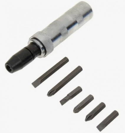 Отвертка ударно-поворотная 1/2", набор бит, 6 шт.
